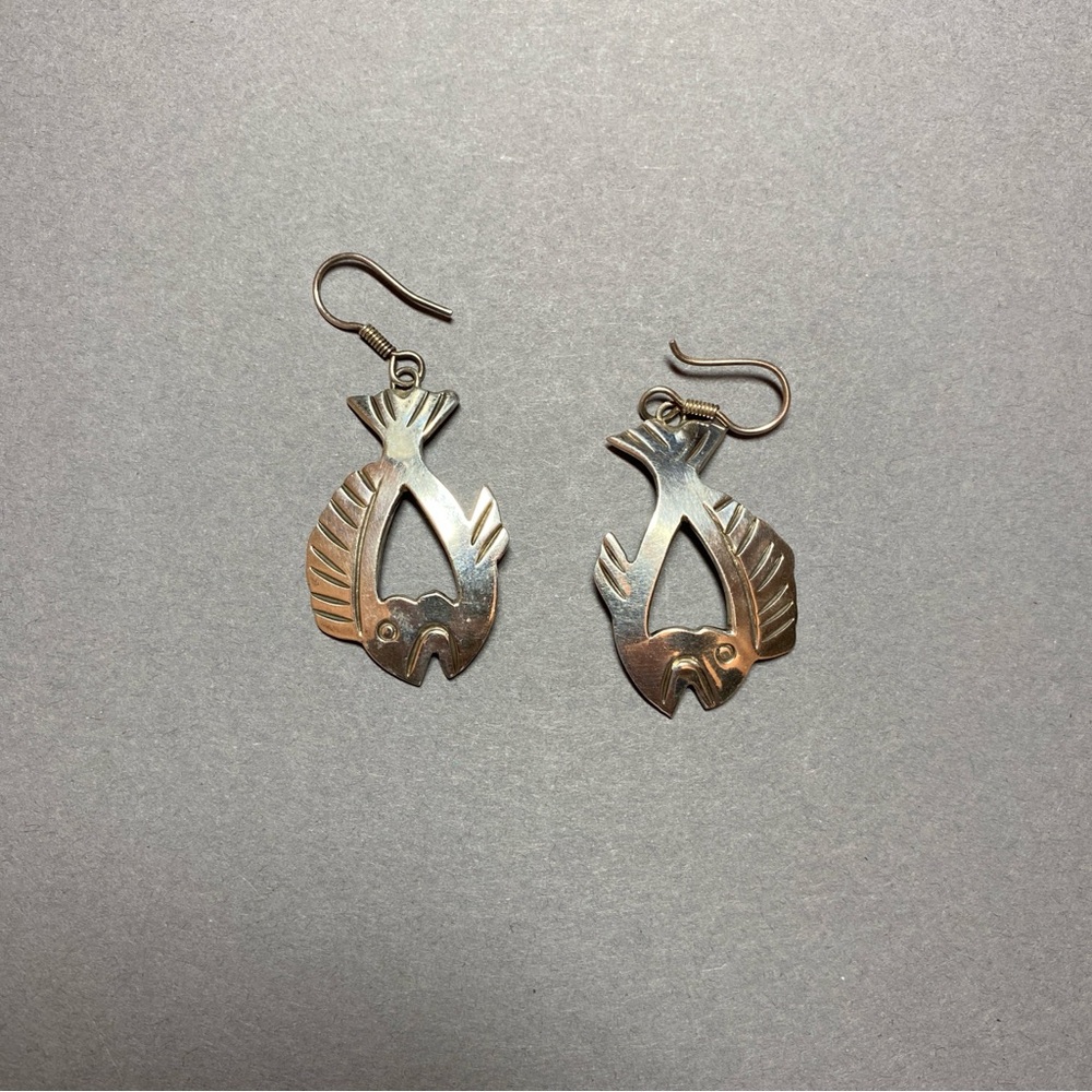 Vintage sterling silver mexico fish earrings